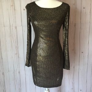 GUESS Long sleeve, gold sequin dress size small